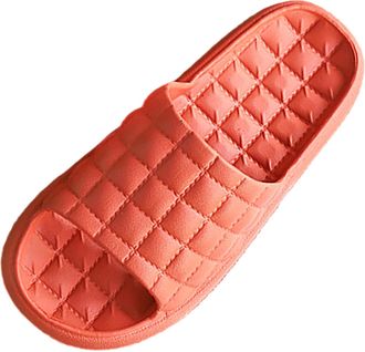 Generic Soft Summer Slippers For Women And Men With Comfortable Solid Color Sandals For Indoor Bathroom And Hotel Use (Orange, 4)
