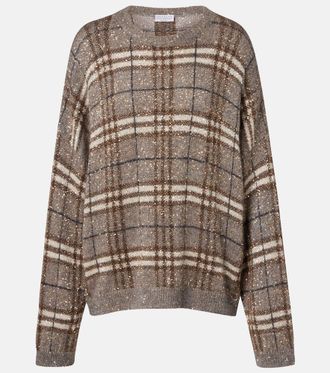 Brunello Cucinelli Checked sequined sweater