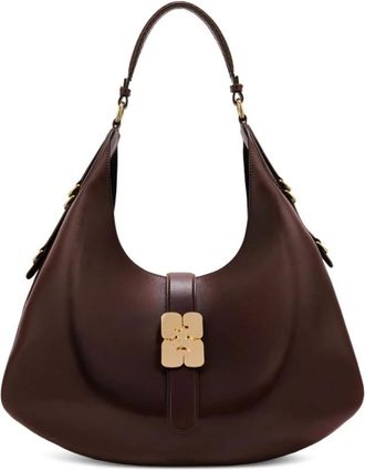 Ganni Large Kat Bag - Dames - Schoudertassen - Bruin - ONE Size - Leer - Tassen