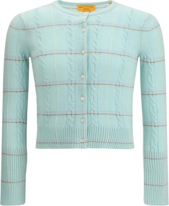 Guest In Residence Jane geruit vest met kabel - Blauw