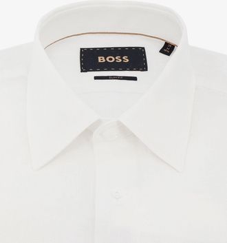 HUGO BOSS Mens Shirt Linen White