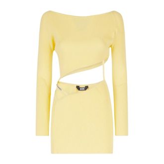 GCDS Mini abito a coste asimmetrico - - Dresses - Donna - Giallo - S