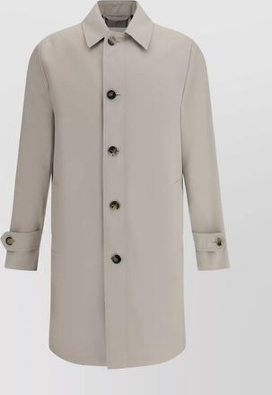 Burberry long cotton double-breasted coat with notched lapel