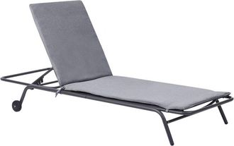 Beliani Tumbona De Jard&iacute;n Con Estructura De Metal Gris Oscuro Y Tejido Olef&iacute;nico Reclinable Gris Volterra