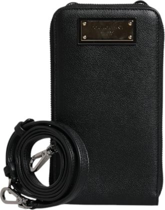 Dolce & Gabbana Black Leather Purse Crossbody Sling Phone Mens Bag (Pre-Owned)