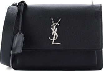 Saint Laurent Sunset Satchel Leather Medium crossbody bag - Zwart