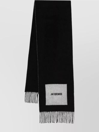 Jacquemus wool logo jacquard fringe scarf