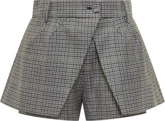 Des_Phemmes Houndstooth Tailored Skort - Dames - Bermuda - Grijs - 2XS - Wol - Korte Broeken