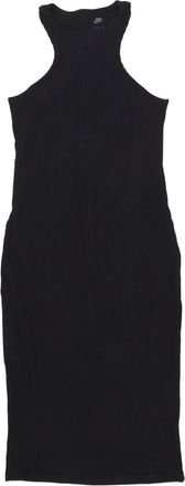 Nike Rib Midi Jurk Zwart - Dames - Tenniskleding - Zwart - S - Katoen - Fitness