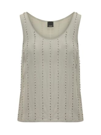 Pinko Grey Embellished Round Neck Top
