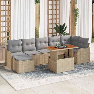 vidaXL Conjunto De Sof&aacute; De Jard&iacute;n 8 Pcs Beige Polirat&aacute;n Vidaxl