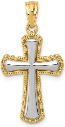 Diamond2Deal 14k Yellow Gold Rhodium Polished Cross Pendant