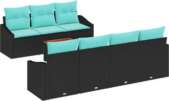 vidaXL Conjunto De Sof&aacute;s De Jard&iacute;n 8 Uds. Negro Rat&aacute;n Sint&eacute;tico Vidaxl