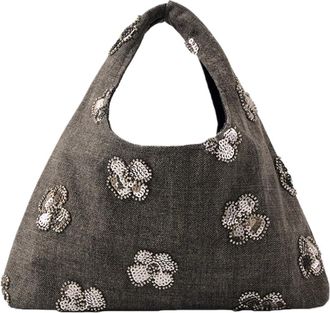 Generic Fashion Trend Cowgirl Handbag Vintage Delicate Flower Glitter Ladies Bag(gray,A)