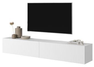 Selsey Selsey - Veldio - Mueble De Tv Colgante - Blanco Con Frentes De Listones - 175 Cm