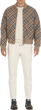 Burberry Mens Wool Bomber-Style Jacket Beige Bomber