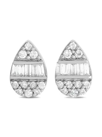 Luxury Bazaar 14kt witgouden stud oorbellen met diamond - Zilver