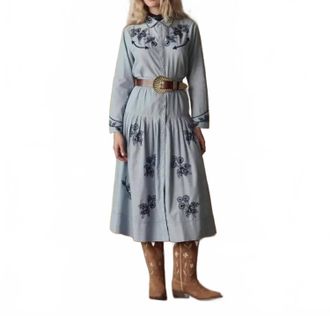 The Great. Embroidered Western Shirt In Chambray