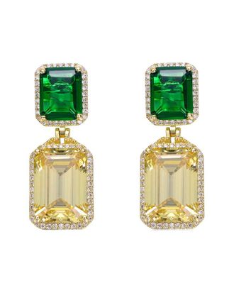 Rachel Glauber 14K Plated Cz Statement Earrings