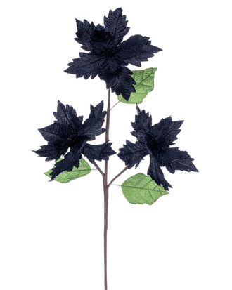 Vickerman 3Pc Velvet Razor Poinsettia Stems
