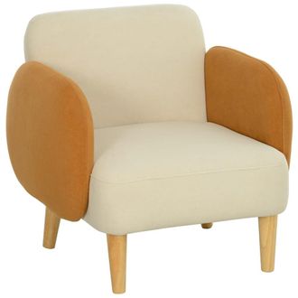 HOMCOM Butaca de sal&oacute;n 72x76x74 cm beige y ocre
