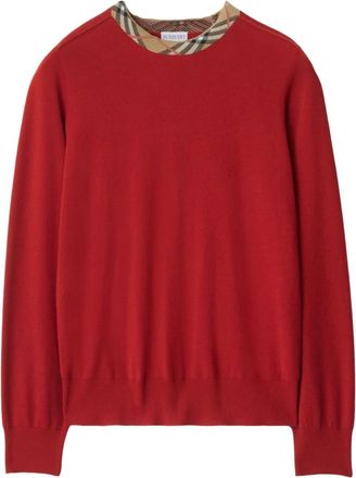 Burberry check-trimmed wool sweater - Red