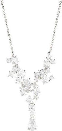 Nordstrom Rack Cubic Zirconia Cascade Necklace in Clear- Silver at Nordstrom Rack