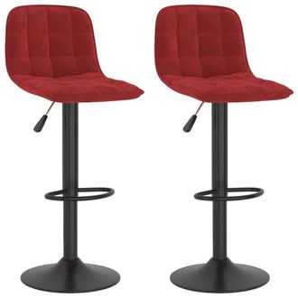 vidaXL Taburetes De Cocina 2 Unidades Terciopelo Rojo Tinto Vidaxl