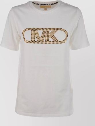 Michael Kors short sleeve crew neck top gold studs