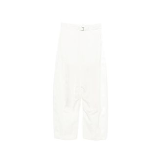 sacai Wide Trousers, female, Beige, Size: M Belted Waist Wide Trousers