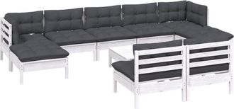 vidaXL Muebles De Jard&iacute;n 10 Pzas Con Cojines Blanco Madera De Pino Vidaxl