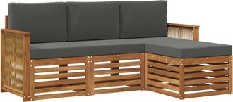 vidaXL Conjunto De Sof&aacute;s De Exterior 4 Uds. Natural Y Antracita Vidaxl