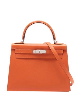 Herm&egrave;s 2019 Epsom Kelly II Sellier 28 satchel - women - Calf Leather - One Size - Orange