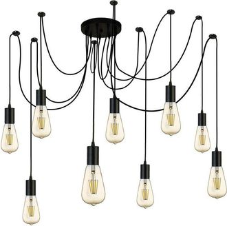 Searchlight Searchlight Squiggle - 9 Light Cluster Pendant Matt Black, E27