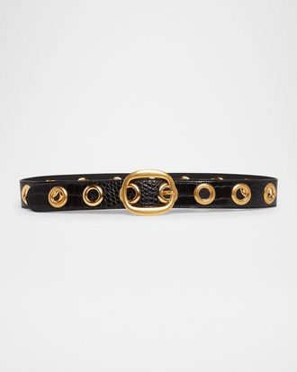 Tom Ford Ursula Stamped Croc-Embossed Leather Belt