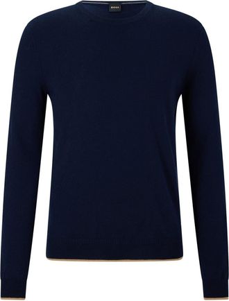 HUGO BOSS Mens Crew Neck Long Sleeve Regular Fit Sweater in Dark Blue - Size 2XL
