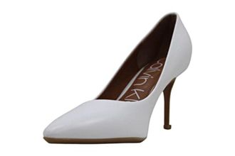 Calvin Klein Womens Gayle2 Pump, White Leather 112, 4.5 UK