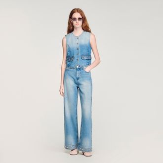 Sandro Rhinestone straight-leg jeans