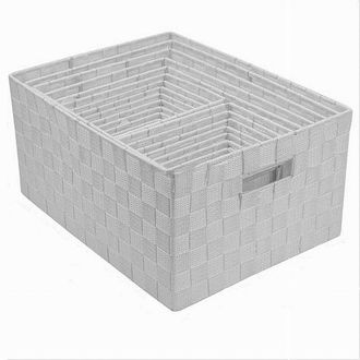 Trade Shop Trade Shop - Set 21 Pz Box Scatola In Tessuto Portaoggetti Organizer Con Manici Bianco 79085