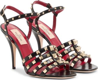 Valentino Rockstud Ankle Strap Sandal in Black at Nordstrom, Size 10.5Us
