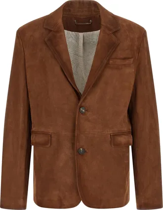 Golden Goose Brown Lamb Leather Leather Mens Jacket