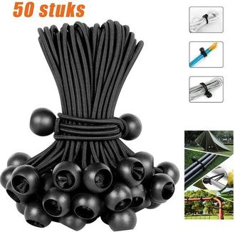 OEM 50 Unidades, Cuerdas El&aacute;sticas Con Bolas, Bolas De Cuerda El&aacute;stica De Alta Resistencia Para Asegurar Toldos, Tiendas De Campa&ntilde;a Y Carga (negro)