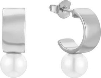 Untamed Petals Leah Pearl Hoops in Silver at Nordstrom