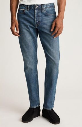 Bonobos Japanese Stretch Selvedge Slim Fit Jeans in Medium Blue Wash at Nordstrom, Size 34 X 34