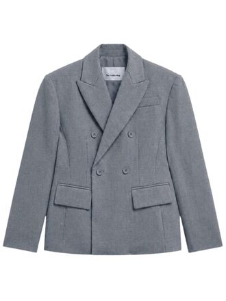 Frankie Shop Double-Breasted Grey Wool Doyer Blazer