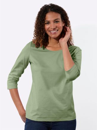 Casual Looks 3/4-Arm-Shirt CASUAL LOOKS 2er-Pack Shirts, Damen, Gr. 36, eucalyptus, ecru, 100% Baumwolle, unifarben, Rundhals, Shirts 3/4-Arm-Shirt
