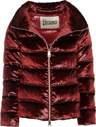 Herno Gewatteerde Jas met Fluweeleffect - Dames - Jassen - Rood - Maat: 2XS