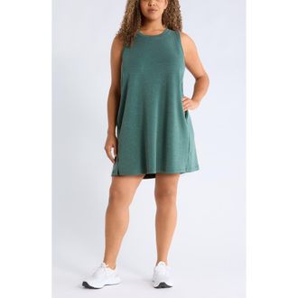 Zella Soft Luxe Tank Dress in Green Balsam Heather at Nordstrom, Size 1X