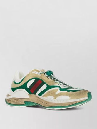 Gucci suede sneakers round toe rubber sole