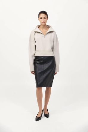 St.Agni Milano Knit Zip Jumper In Silver